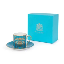 Acanthus Turquoise Coffee Cup And Saucer
