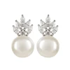 Crown And Pearl Stud Earrings