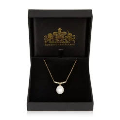 Gold Crescent Pearl Drop Necklace