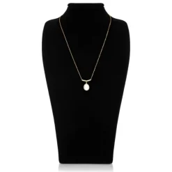 Gold Crescent Pearl Drop Necklace