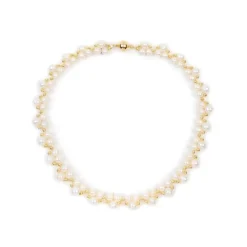 Gold Hematite And White Pearl Collar