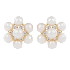 Holbein Pearl Flower Stud Earrings