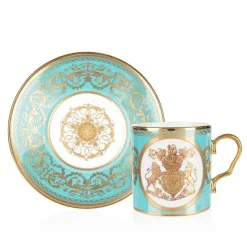 Special Edition Lustre Pink And Green Coffee Cup And Saucer