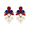 Vicki Sarge Red, White And Blue Pearl Drop Earrings