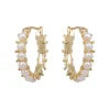 White Pearl Hoop Earrings