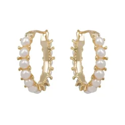 White Pearl Hoop Earrings